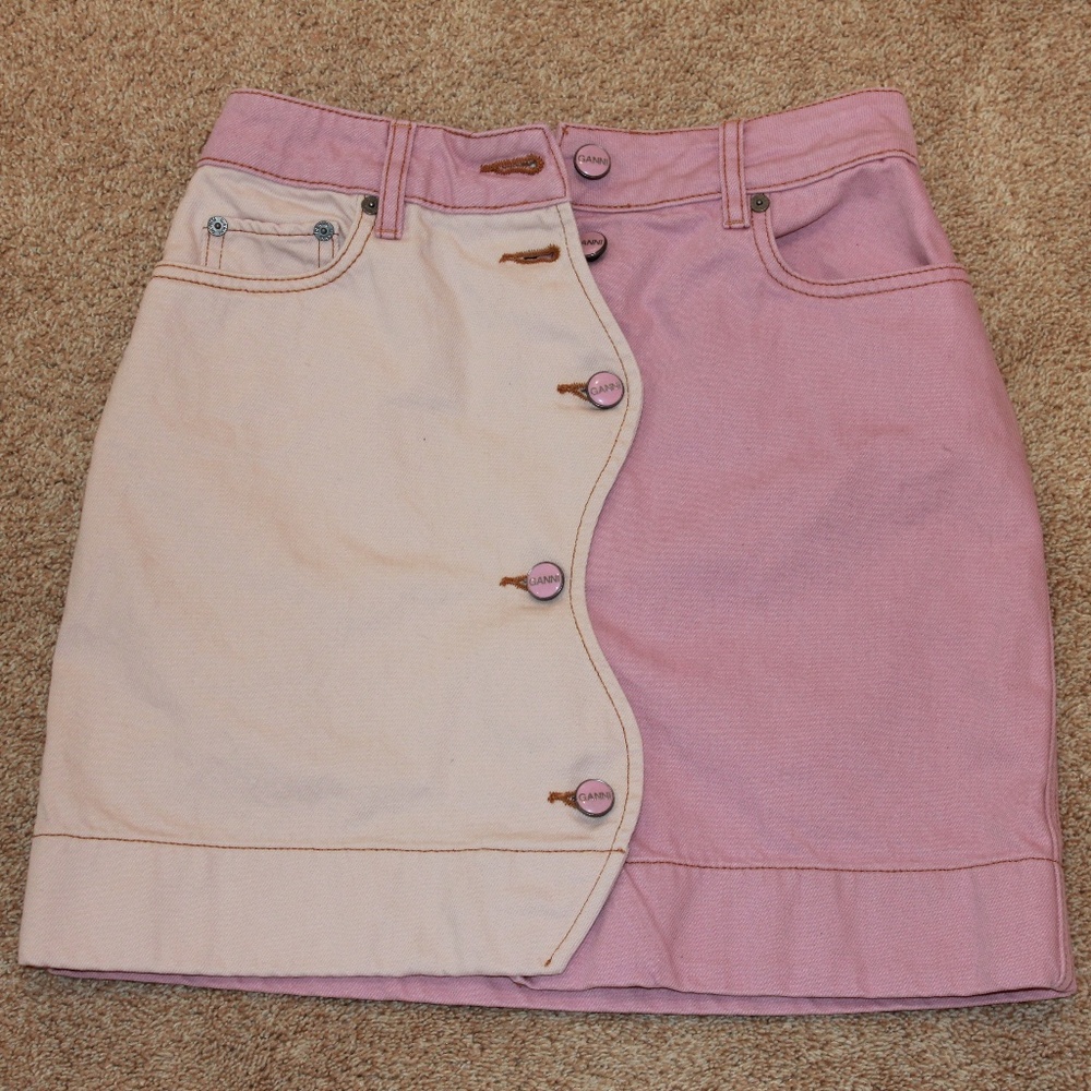 GANNI TWO TONED DENIM SKIRT - SIZE 34 (S)